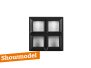 Zwart metalen raam vast vierkant, 25x25x5cm, dubbelglas